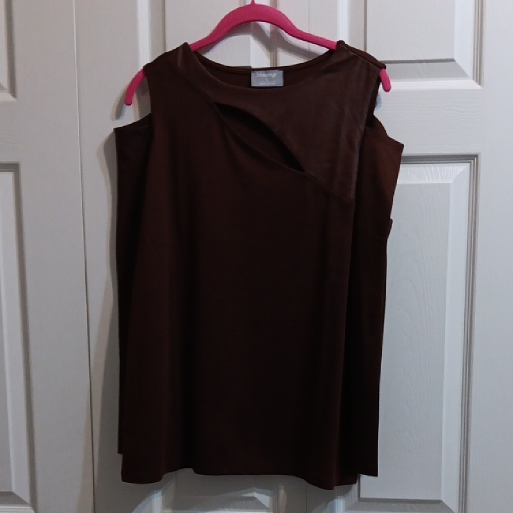Brown  Cold Shoulder Long Sleeve Tunic